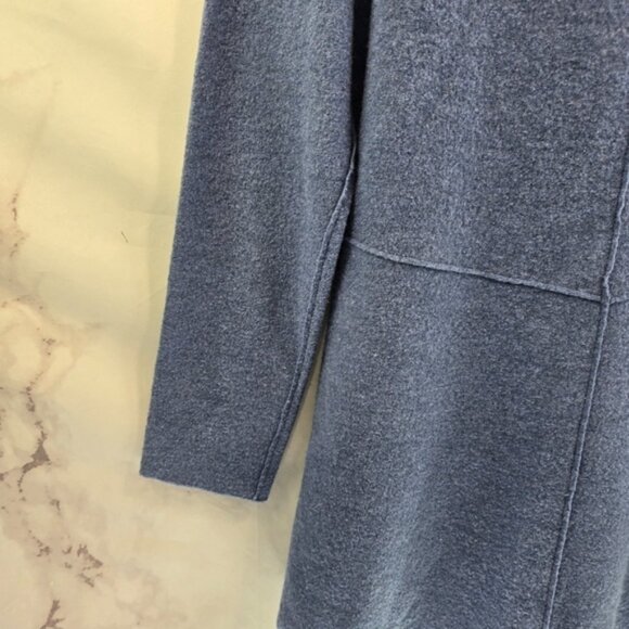 Eileen Fisher Jacket Womens Medium Petite Blue Wool Boiled Felted Zip Coat Mock - Picture 10 of 14